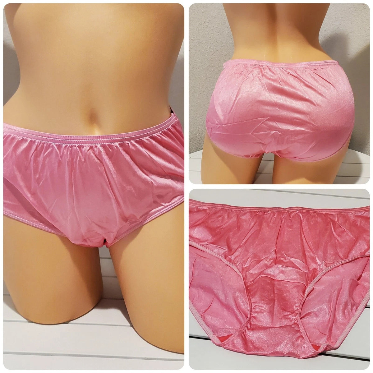 Shadowline 11032 Bikini Panty Shiny Nylon Full Cut Silky Miss New Pink 7/L