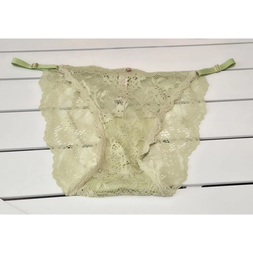 Victoria's Secret Dream Angels String Bikini Panty All Lace Pixel Green 8/XL