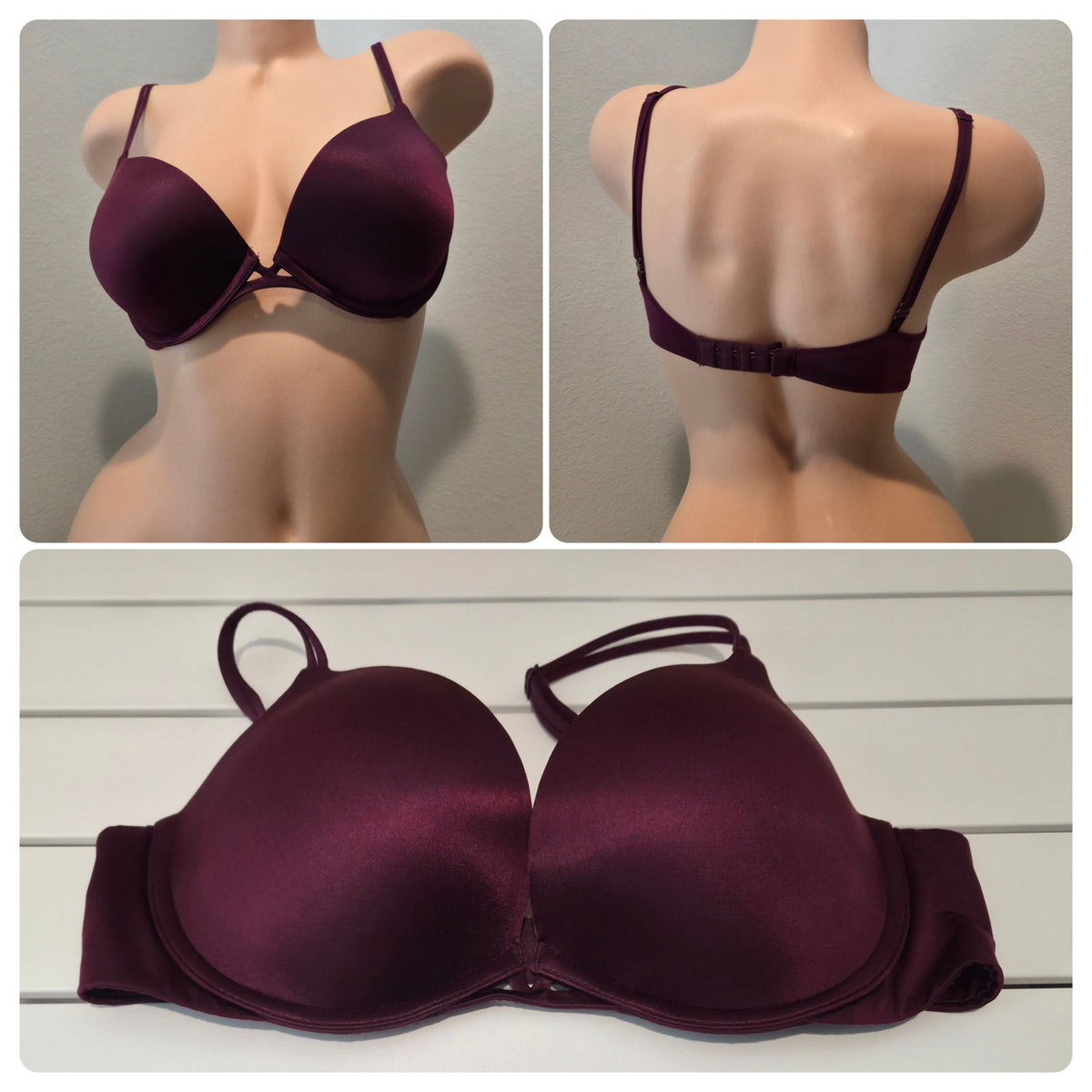Victoria's Secret Very Sexy Nylon Push Up Bra Multiway Straps Purple 34C 2015