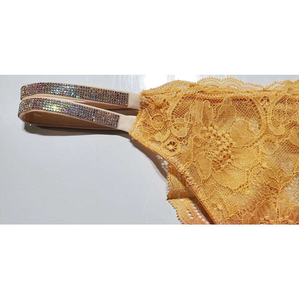 Victoria's Secret Double Shine Strap Brazilian Panty All Lace Ombre Creamsicle 8
