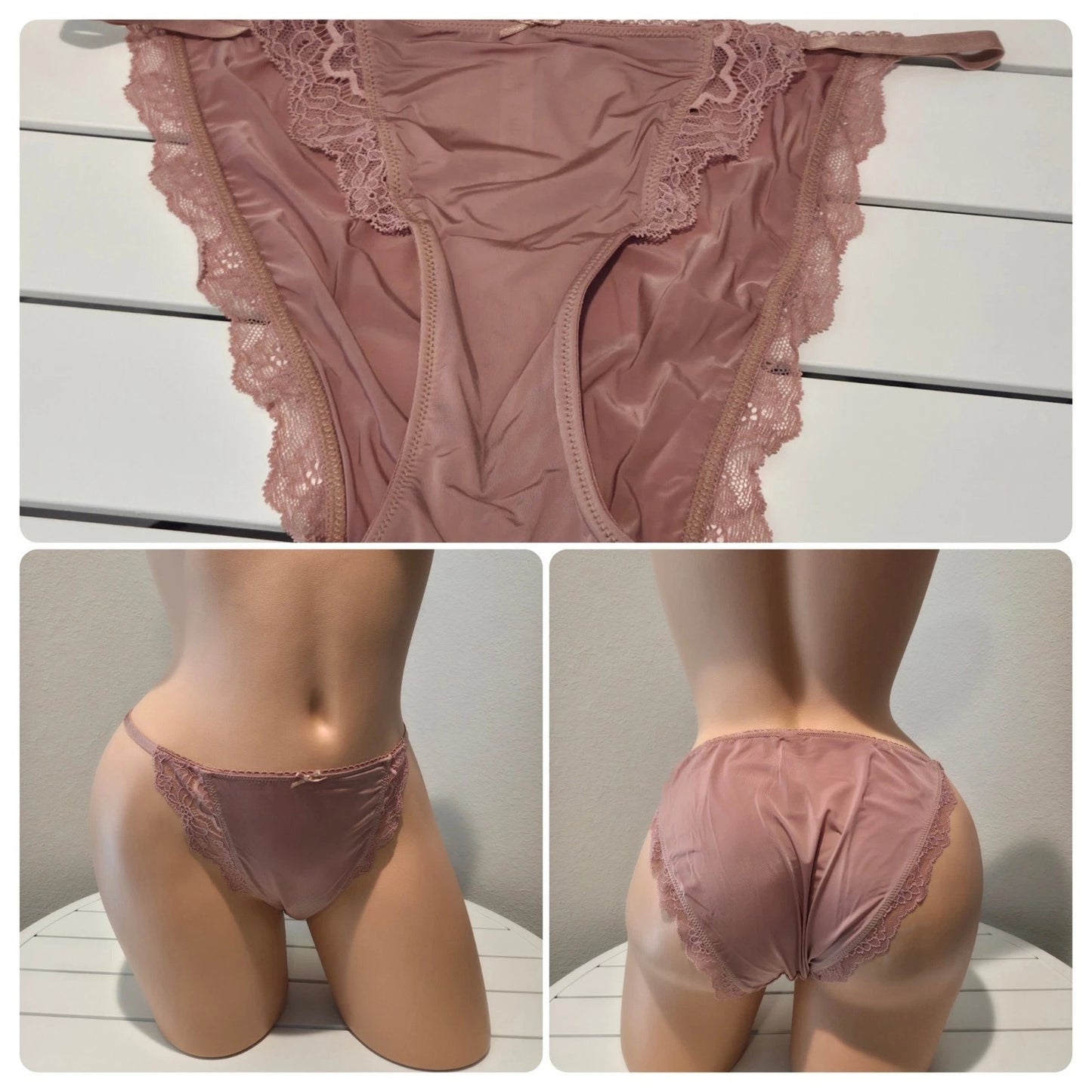 Victoria's Secret Dream Angels Smooth Shiny String Bikini Panty Velvet Pink 8/XL