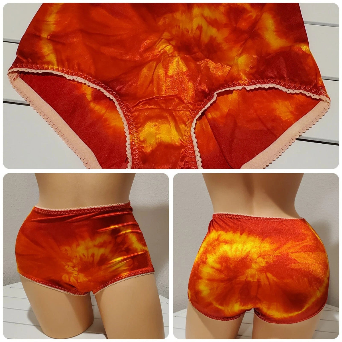 Vanity Fair 40301 Full Coverage Brief Panty Shiny Yellow Red Rainbow Edge 6/M
