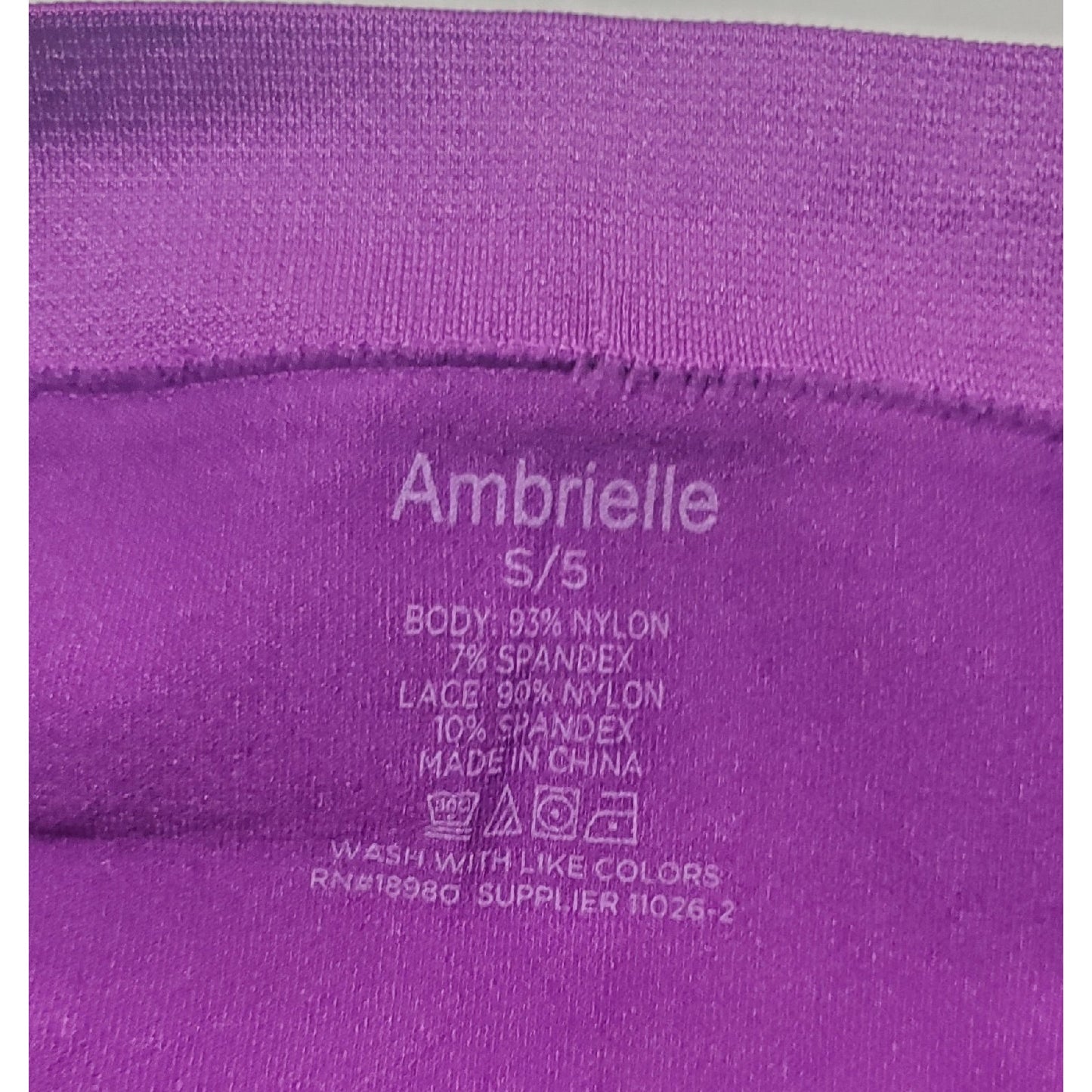 Ambrielle Satin Stretch Bikini Panty All Lace Back Purple 5/S