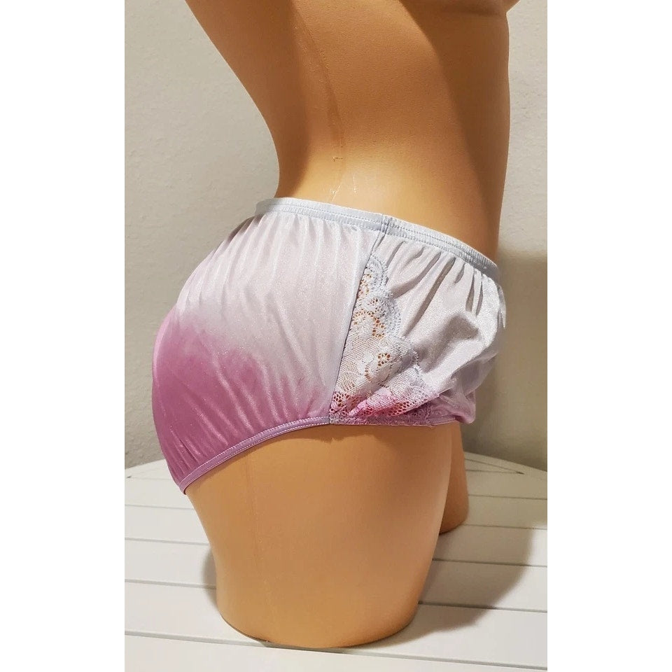 Shadowline 11182 Lace Bikini Panty Nylon Silver Ultimate Pink Static 10/3XL