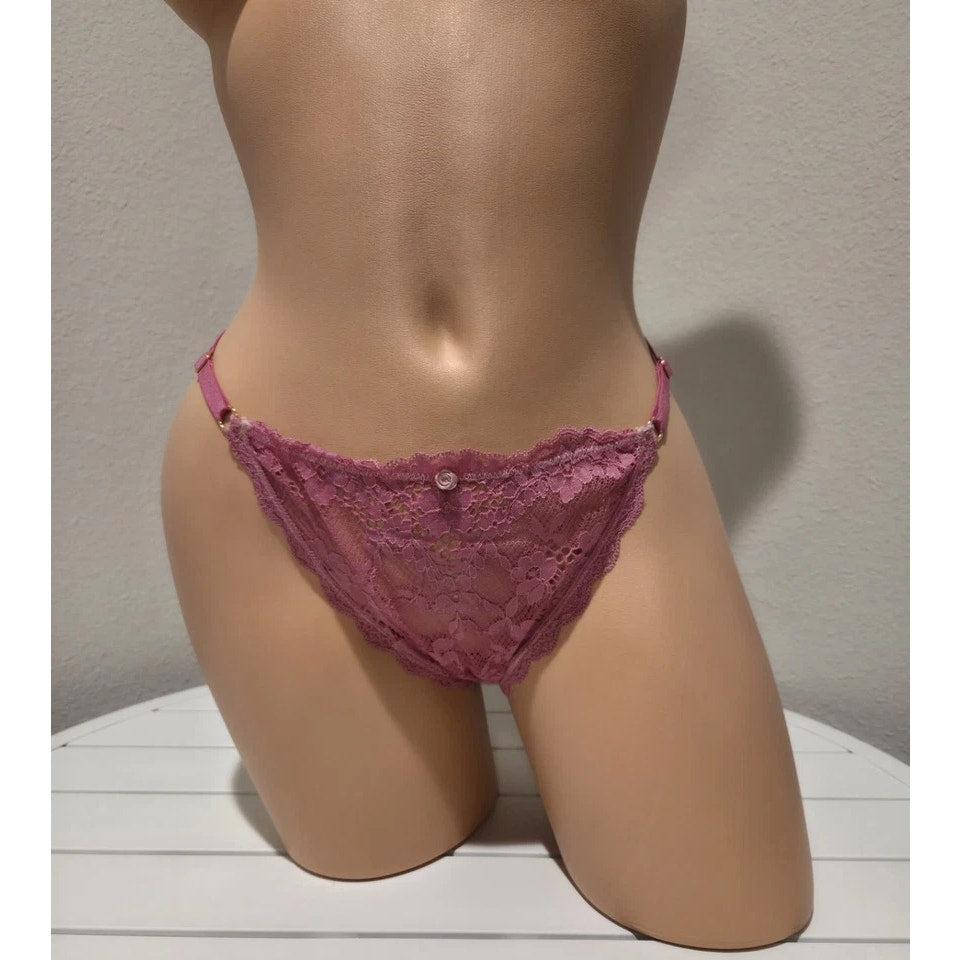 Victoria's Secret Dream Angels String Bikini Panty All Lace Hyper Pink 8/XL
