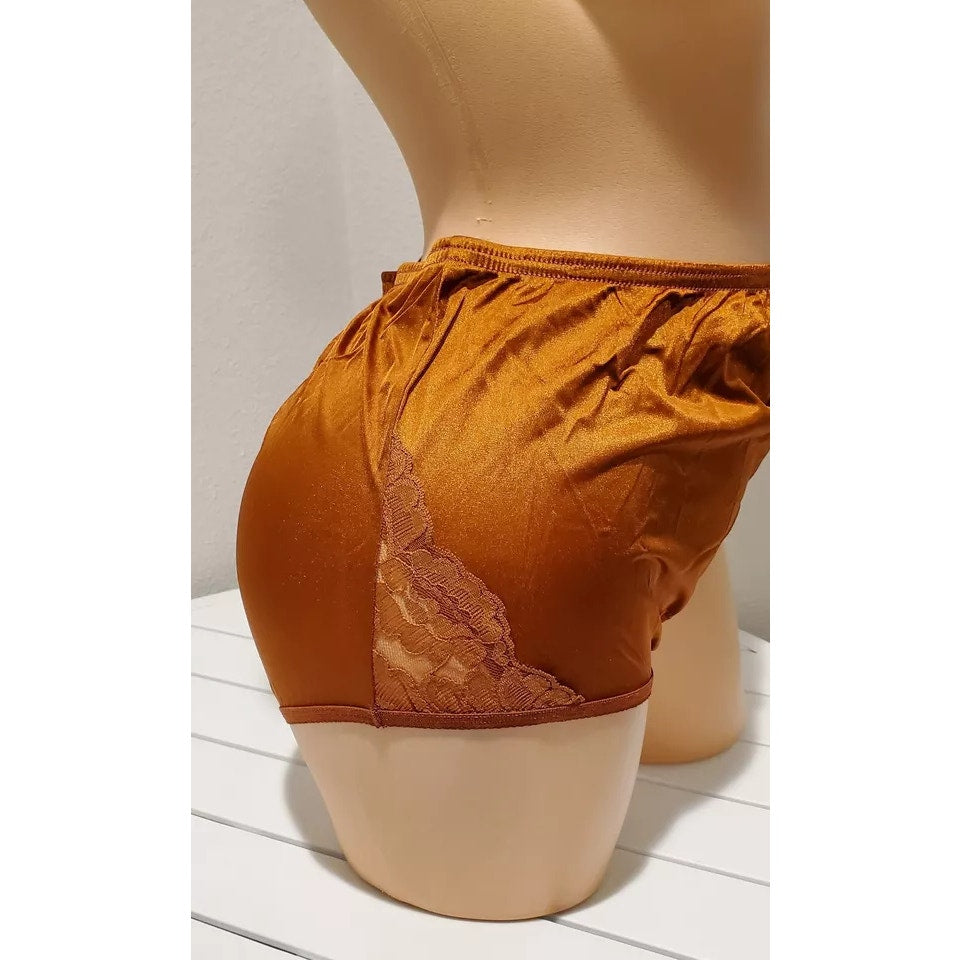 Vanity Fair Lace Nouveau Nylon Full Cut Panty Lace Shiny Bronze Empire