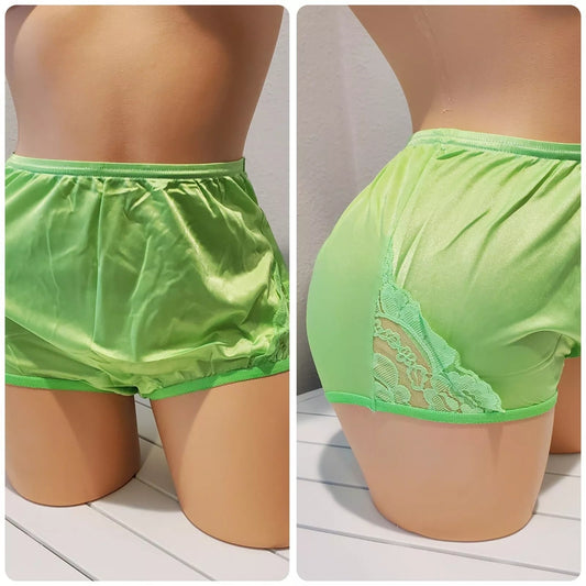 Vanity Fair Lace Nouveau Nylon Full Cut Panty Lace Shiny Lightsaber Green - Star Vintage & More Star Vintage And More LLC