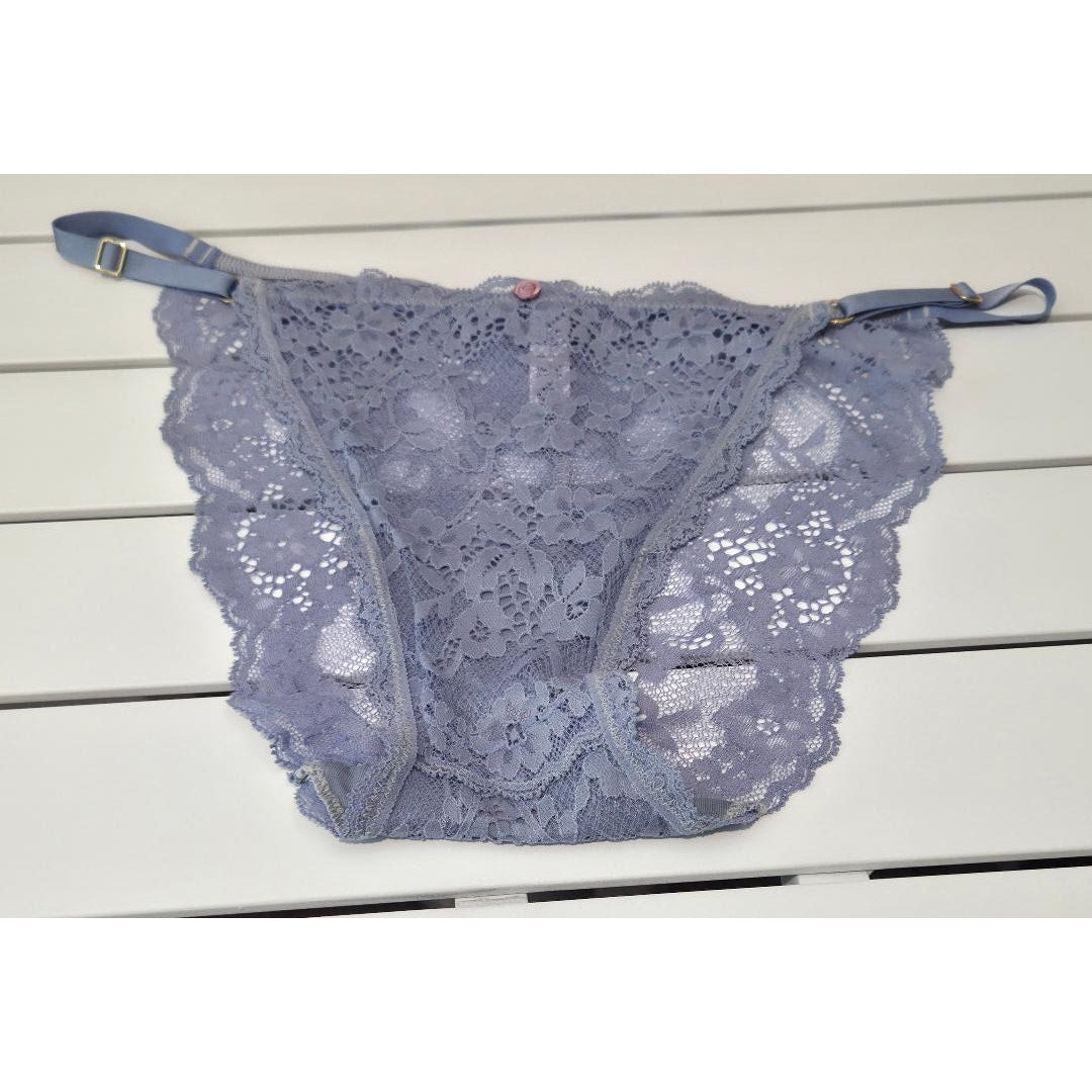 Victoria's Secret Dream Angels String Bikini Panty All Lace Maximum Blue 8/XL