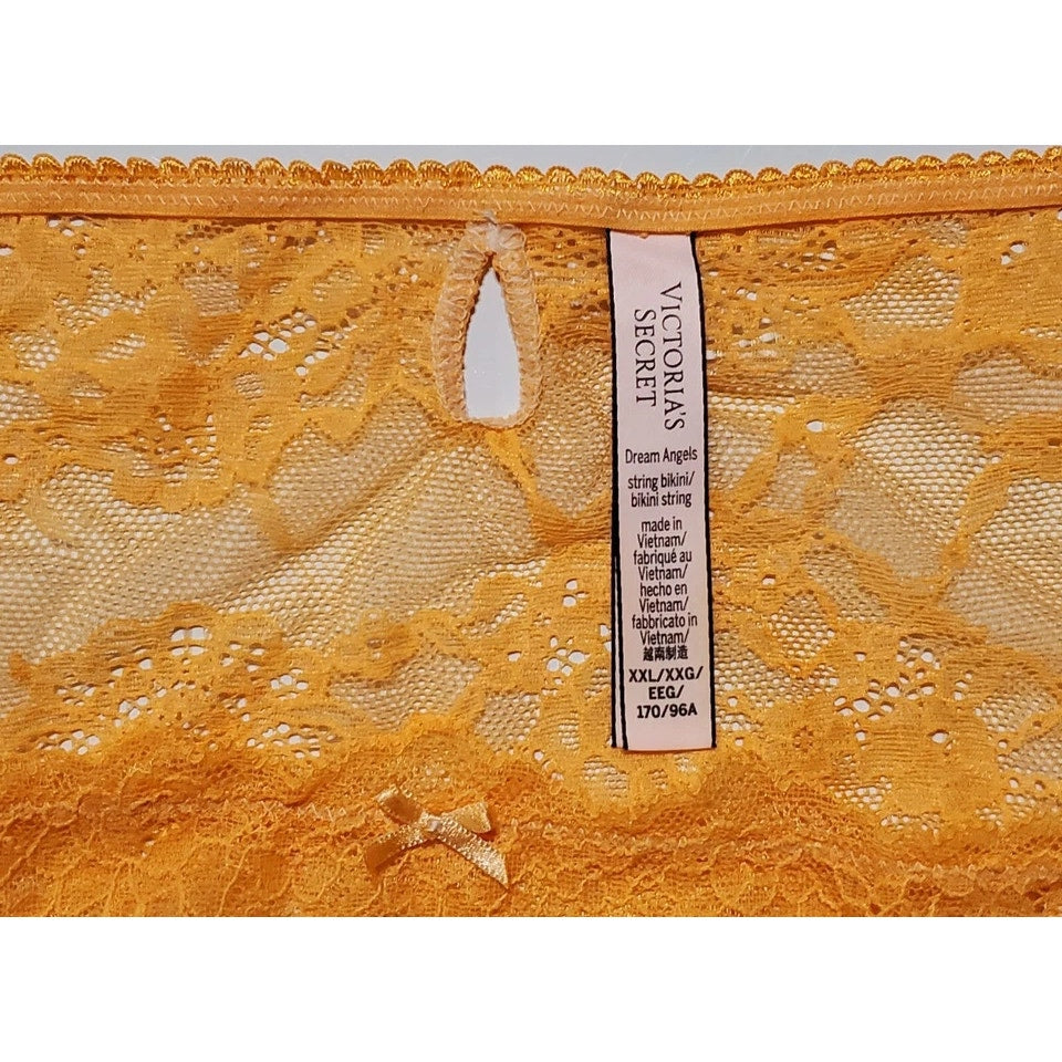 Victoria's Secret Dream Angels String Bikini Panty All Lace Electric Orange 9