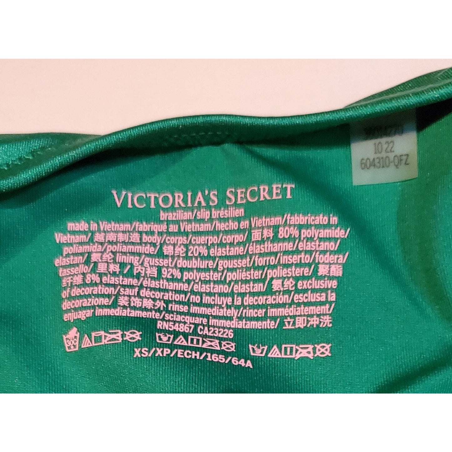 Victoria's Secret Shine Strap Brazilian Swim Bikini Green Clover XS