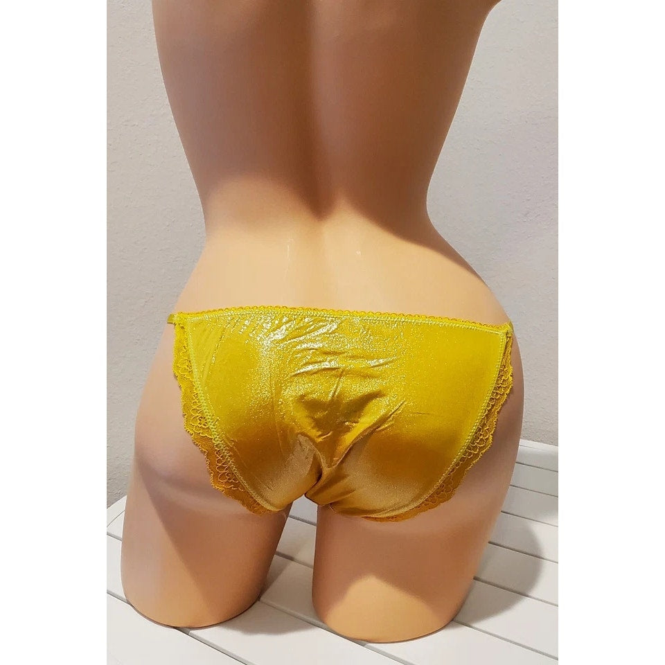 Victoria's Secret Dream Angels String Bikini Panty Shiny Sunrise Yellow Orange