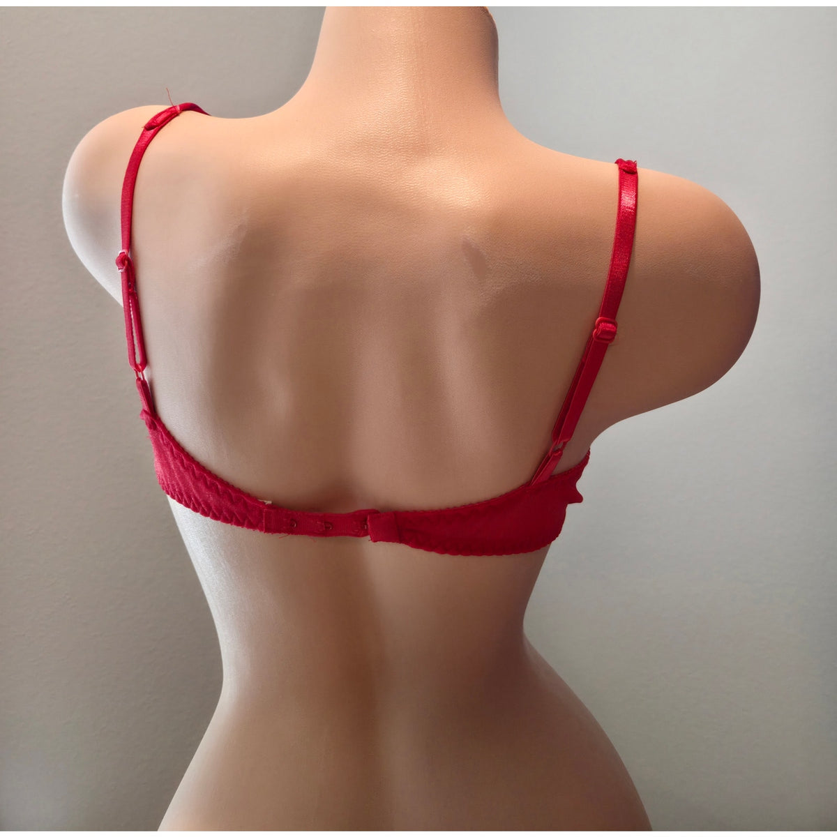 Victoria's Secret Vintage Sheer Floral Lace Unlined Underwire Demi Bra Red 36A