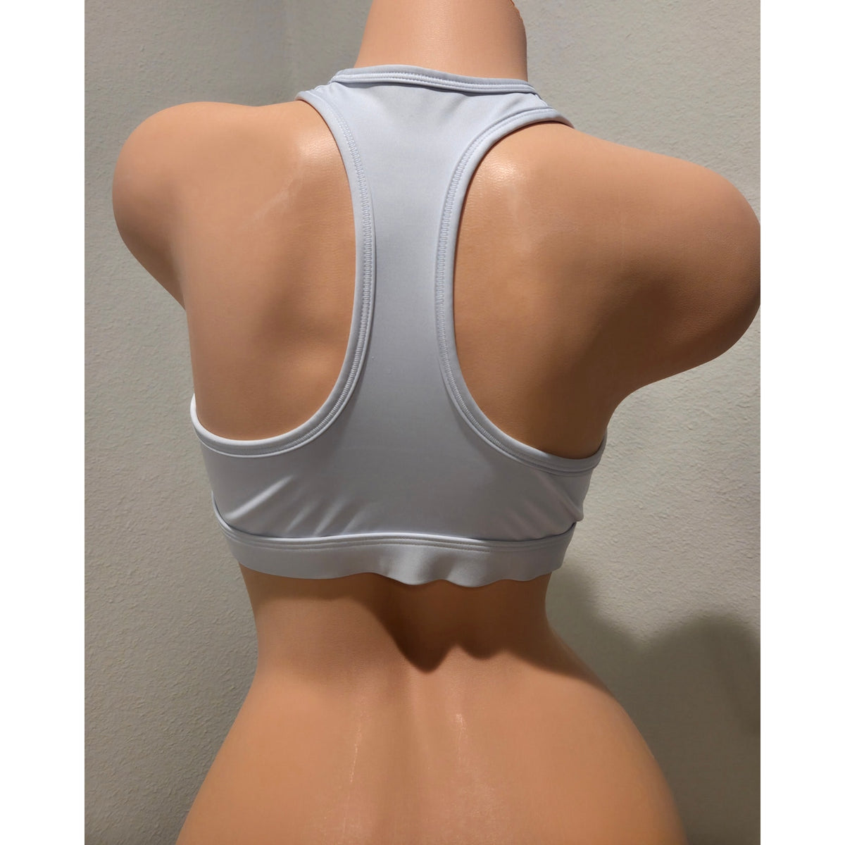 Nike Swoosh Dri-FIT Sports Bra Racerback Wireless Logo Ice Blue Size M