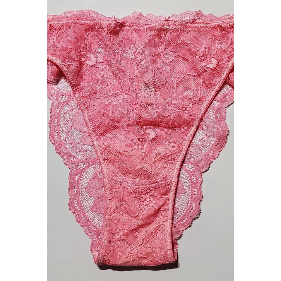 Victoria's Secret Double Shine Strap Brazilian Panty All Lace Princess Pink 9
