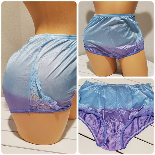 Vanity Fair Lace Nouveau Nylon Full Cut Panty Ombre Hypnotize Blue Purple 6/M Star Vintage And More LLC