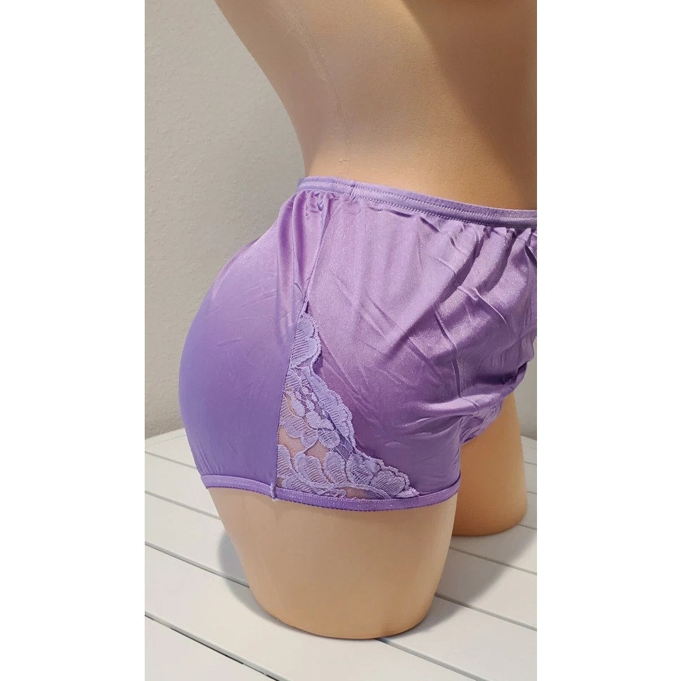 Vanity Fair Lace Nouveau Nylon Full Cut Panty Lace Shiny Foxglove Purple 6/M