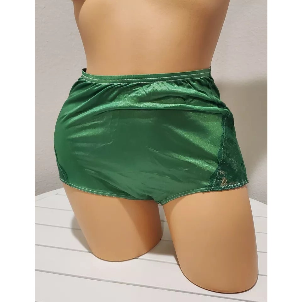 Shadowline 17082 Full Cut Brief Nylon Lace Full Cut Panty Irish Green
