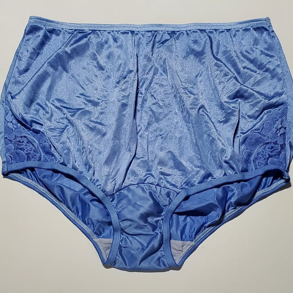 Vanity Fair Lace Nouveau Nylon Full Cut Panty Lace Shiny Royal Blue 7/L