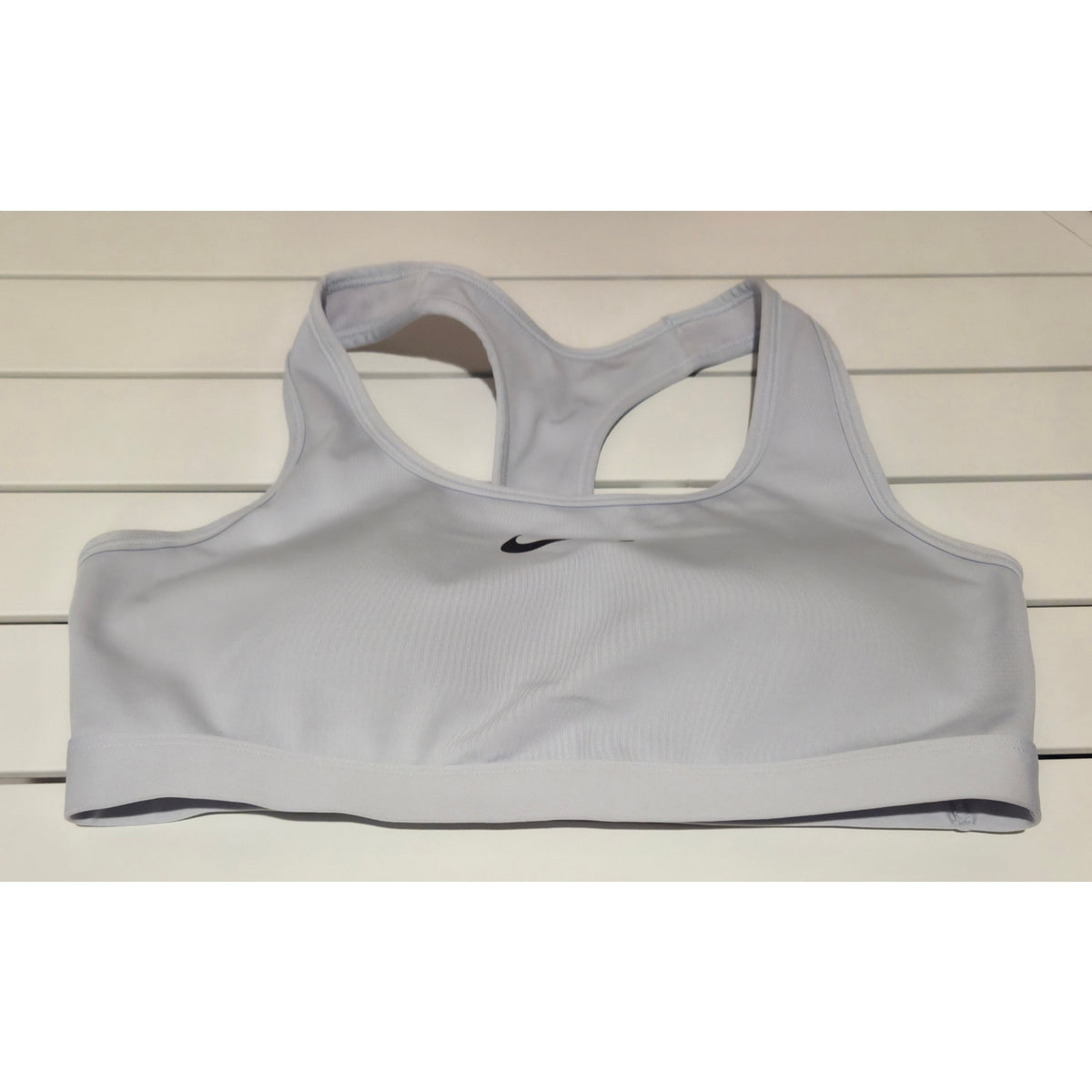Nike Swoosh Dri-FIT Sports Bra Racerback Wireless Logo Ice Blue Size M