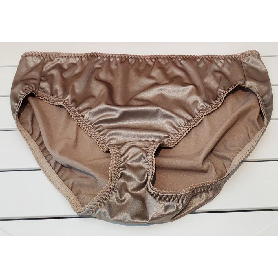 Vanity Fair 48301 Nylon Satin Stretch Hi Cut Brief Panty Muted Gold 9/2XL