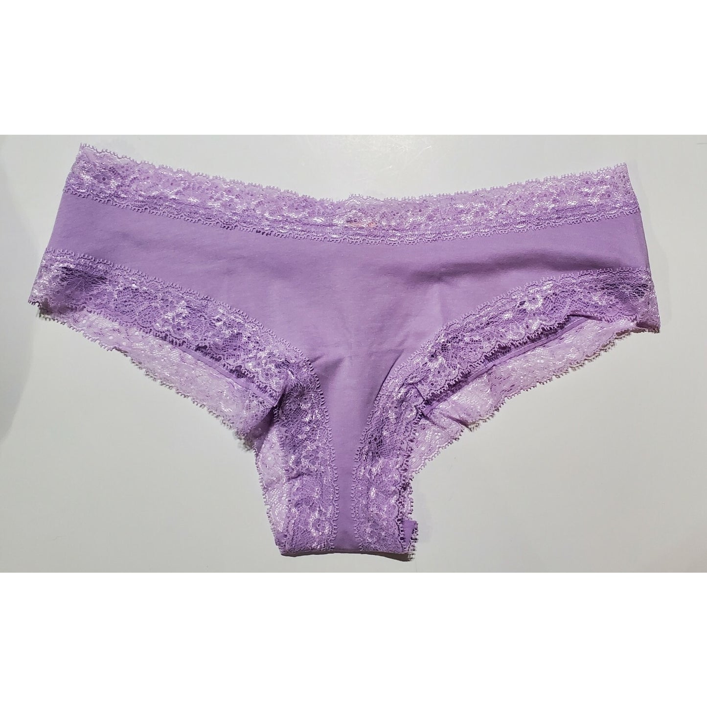 Victoria's Secret Cotton Blend Cheeky Panty Lace Trim Girly Lilac Purple 8/XL