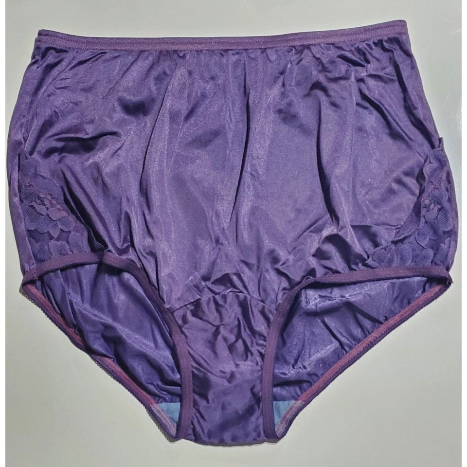 Vanity Fair Lace Nouveau Nylon Full Cut Panty Lace Shiny Dark Mood Purple
