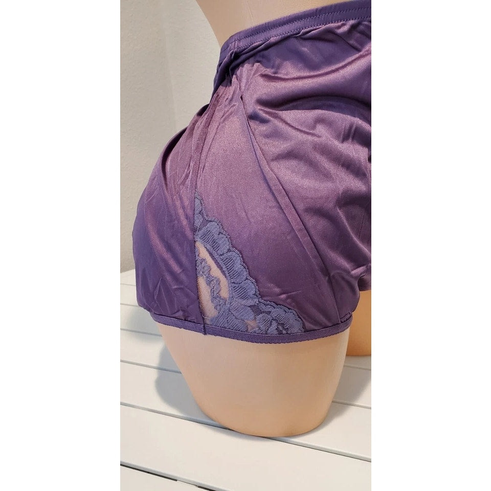 Vanity Fair Lace Nouveau Nylon Full Cut Panty Lace Shiny Purple Mystery 10/3XL