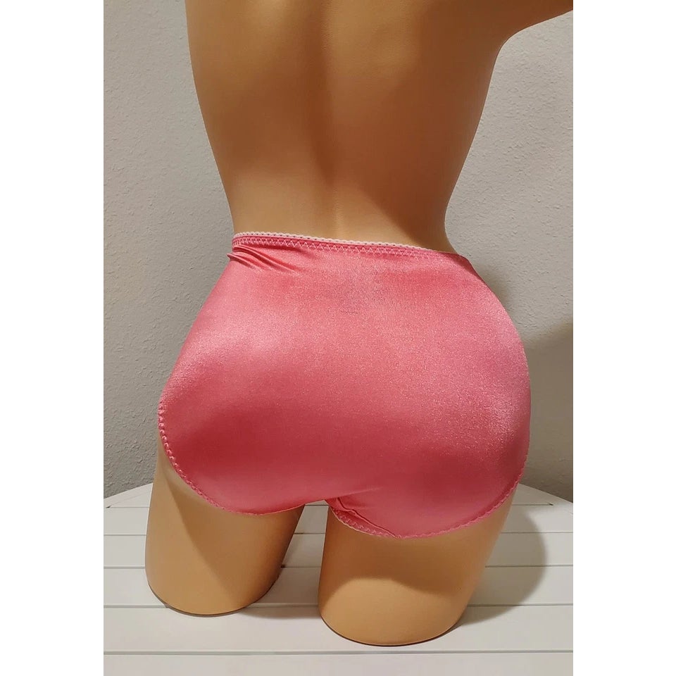 Vanity Fair 48301 Nylon Stretch Hi Cut Brief Panty Mystic Pink White Trim 9/2XL