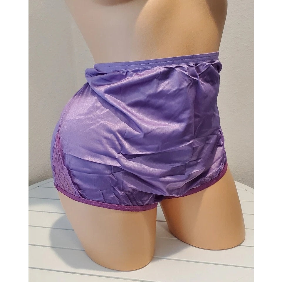 Vanity Fair Lace Nouveau Nylon Full Cut Panty Lace Shiny Purple Delight 9/2XL