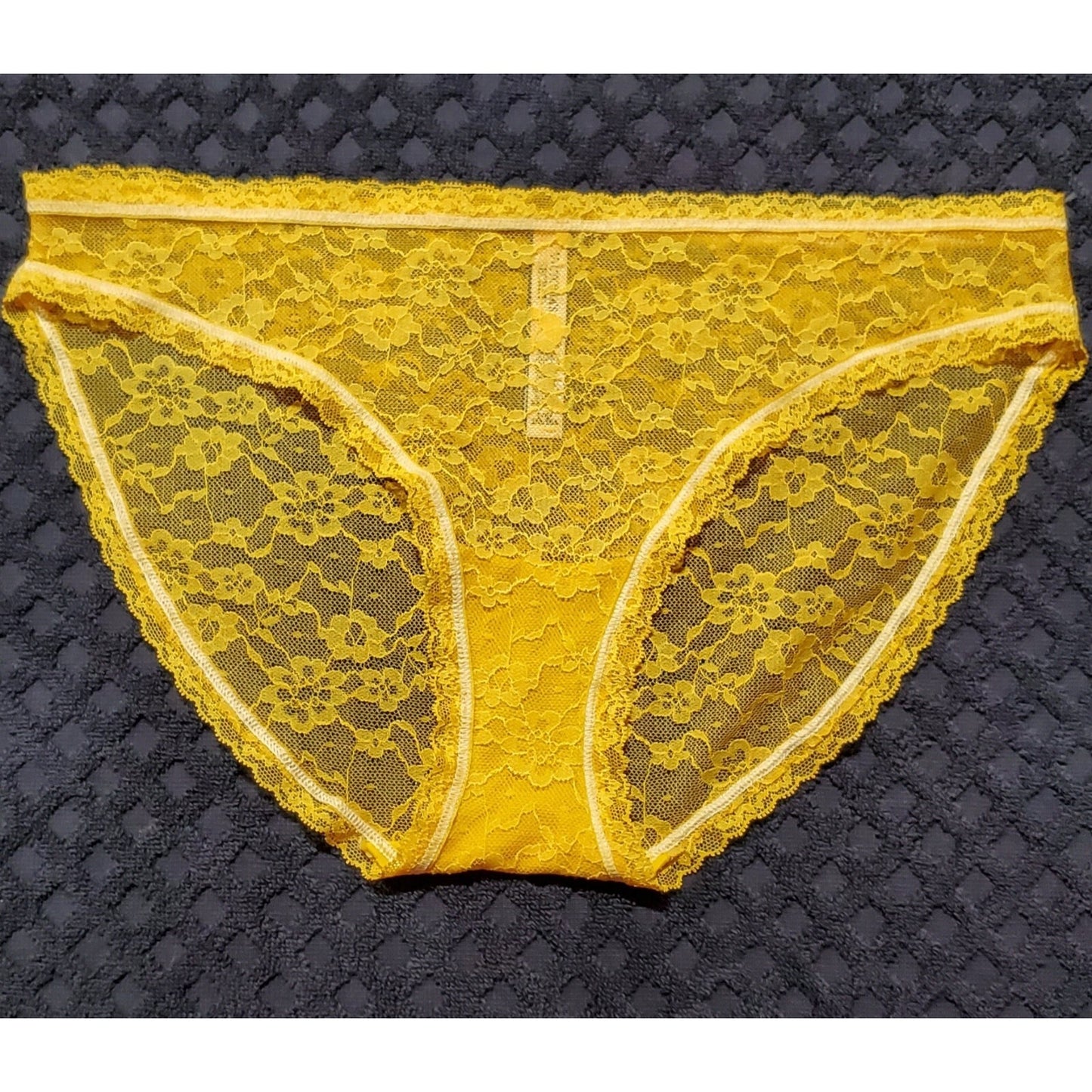 Victoria's Secret Floral Lace Sheer Bikini Panty Tulip Yellow 9/2XL