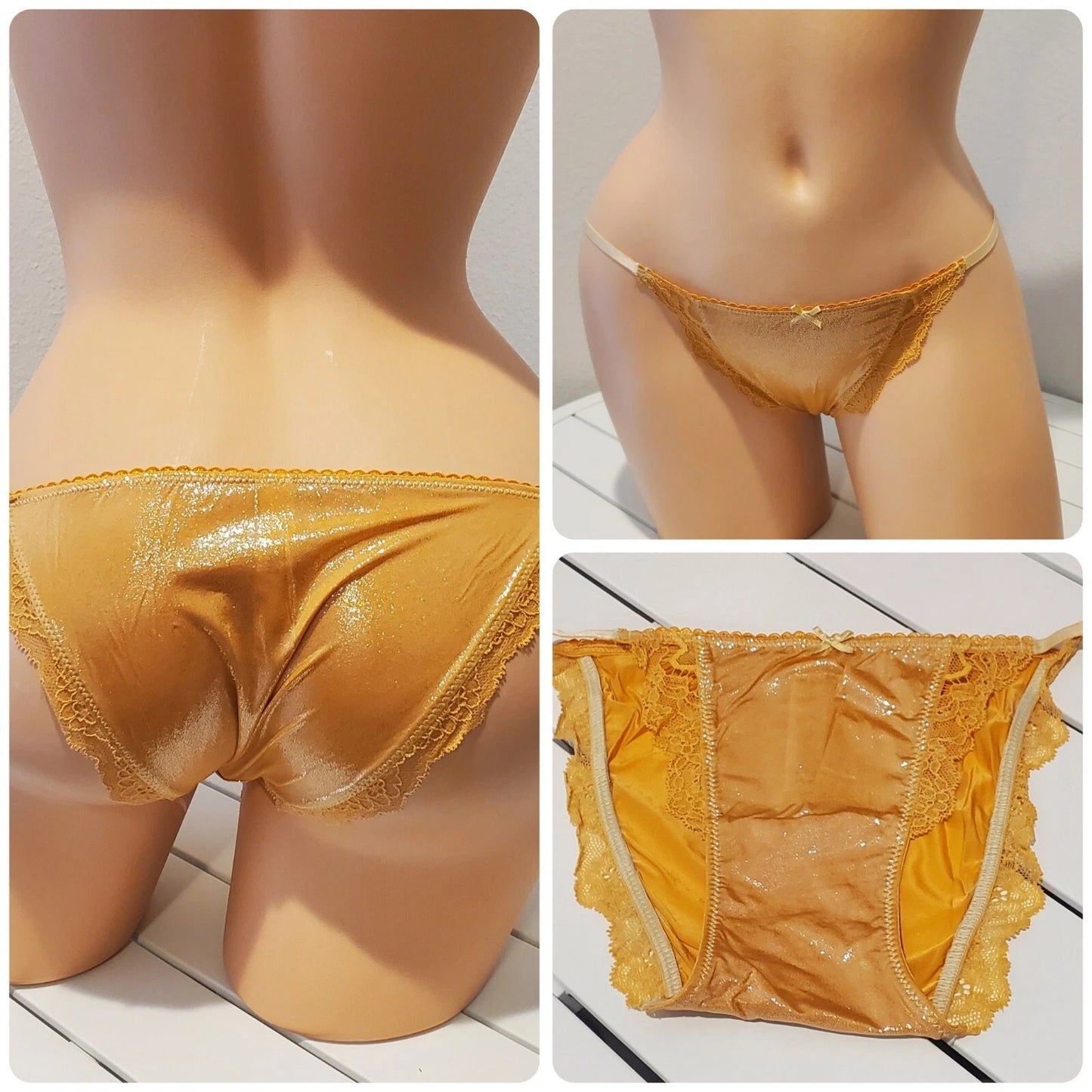 Victoria's Secret Dream Angels String Bikini Panty Shiny Orange Cantaloupe XS