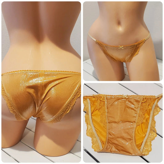 Victoria's Secret Dream Angels String Bikini Panty Shiny Orange Cantaloupe XS - Star Vintage & More Star Vintage And More LLC