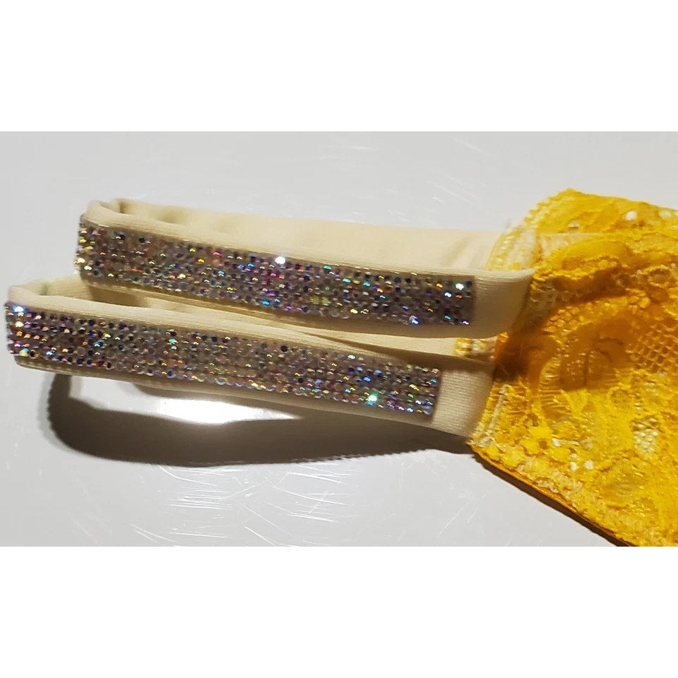 Victoria's Secret Double Shine Strap Brazilian Panty All Lace Carnation Yellow
