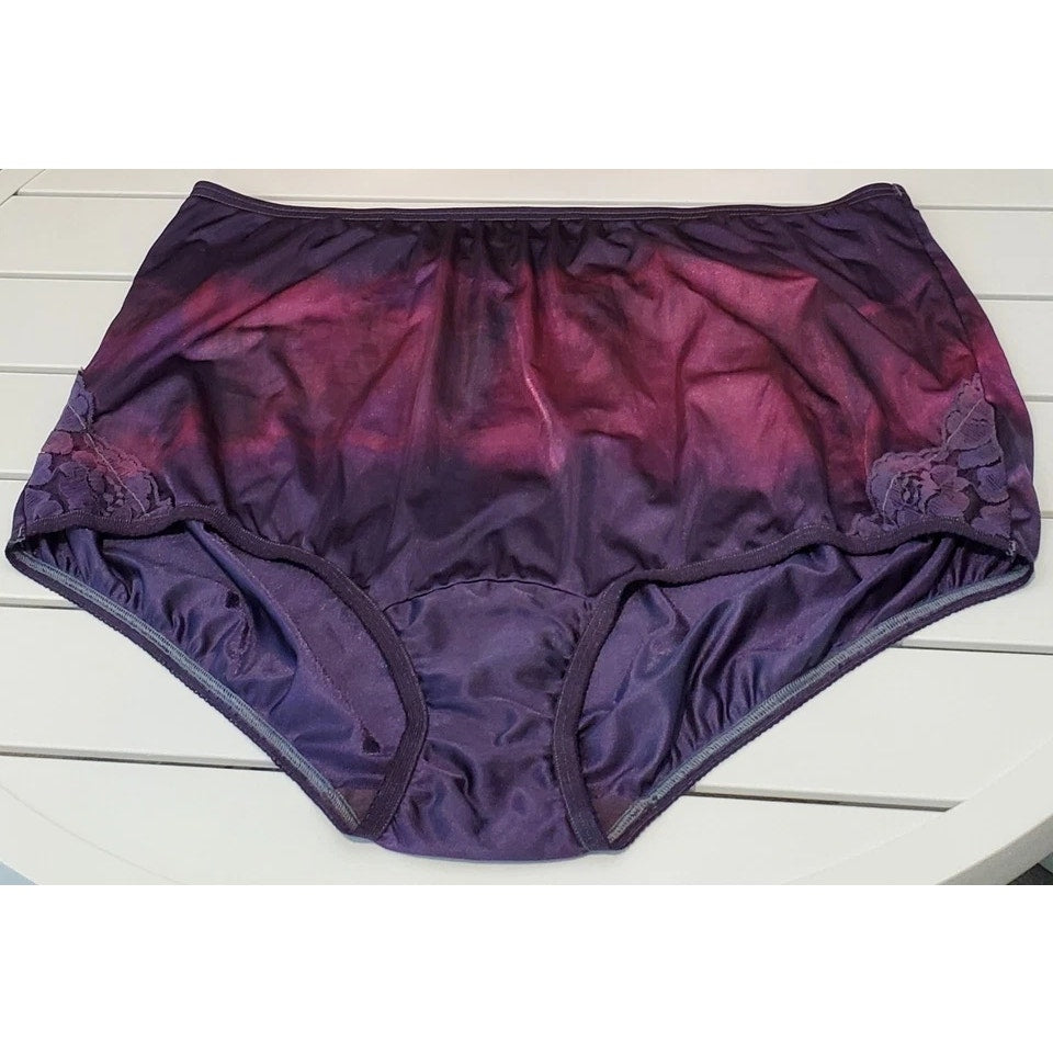 Vanity Fair Lace Nouveau Nylon Full Cut Panty Night Fall Purple Rainbow Shift 9
