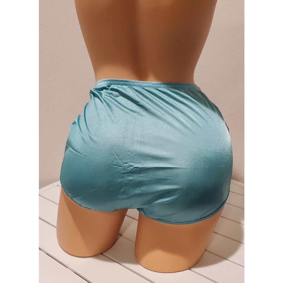 Vanity Fair Lace Nouveau Nylon Full Cut Panty Lace Shiny Mermaid Blue