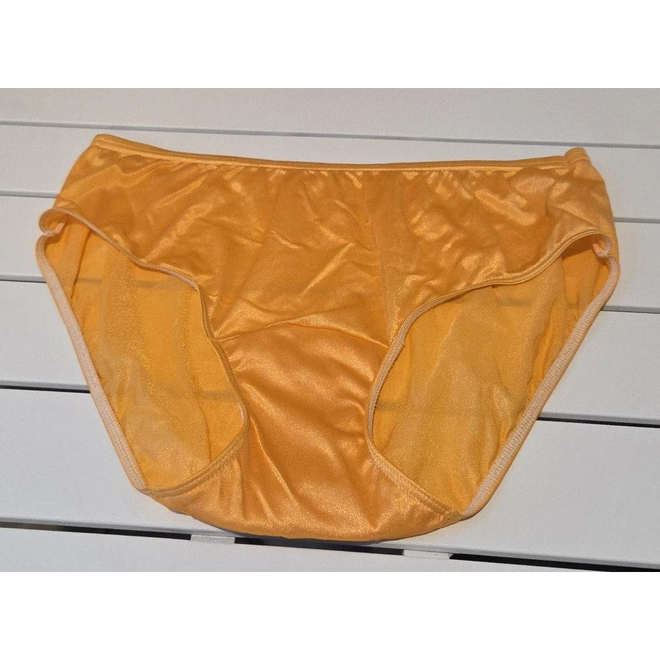 Shadowline 11032 Bikini Panty Shiny Nylon Full Cut Silky Solar Orange