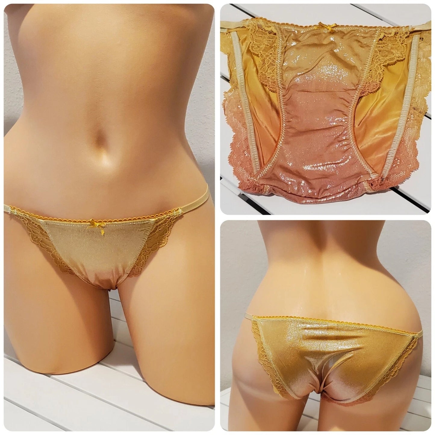 Victoria's Secret Dream Angels String Bikini Panty Shiny Ombre Creamsicle Orange