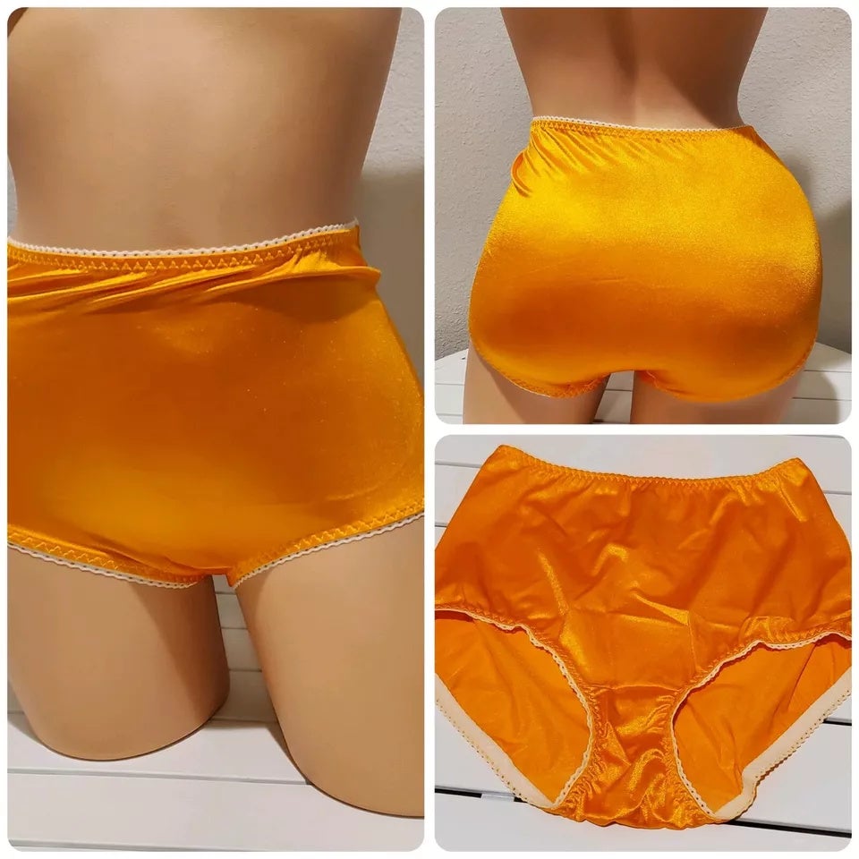 Vanity Fair 40301 Full Coverage Brief Panty Nylon Ecstasy Orange White Trim