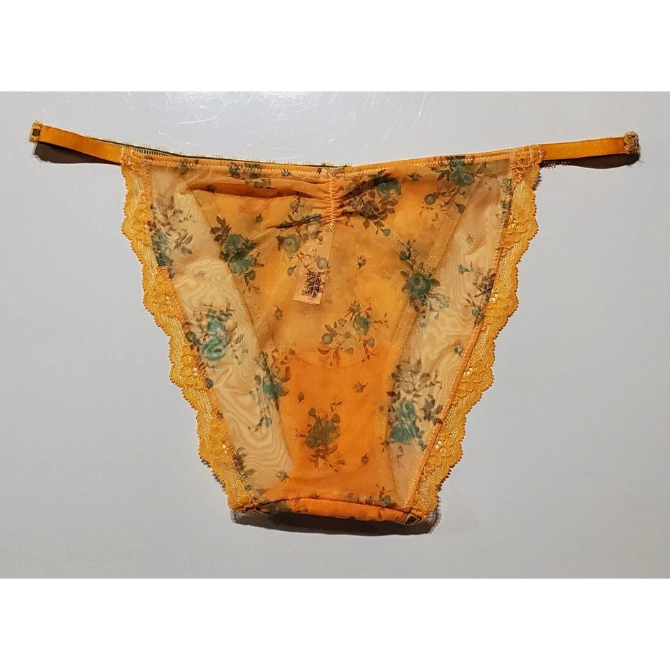 Victoria's Secret Dream Angels Bikini Panty Sheer Floral Print Electric Orange