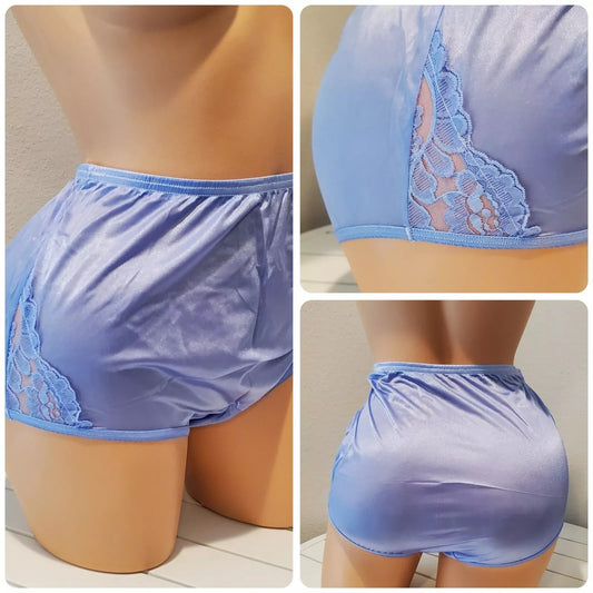 Vanity Fair Lace Nouveau Nylon Full Cut Panty Lace Shiny Blue Eyes - Star Vintage & More Star Vintage And More LLC