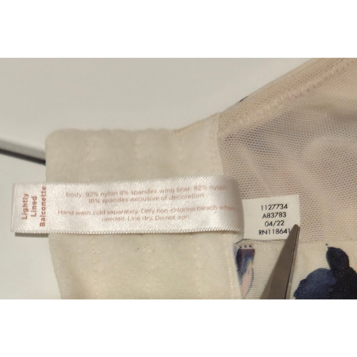 Cacique Lightly Lined Balconette Bra Underwire Ivory Floral Print 44DD