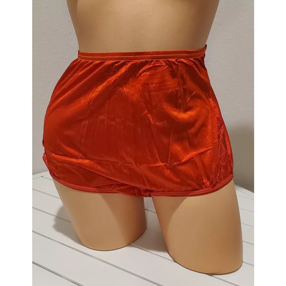 Vanity Fair Lace Nouveau Nylon Full Cut Panty Lace Shiny Orange PSL 2