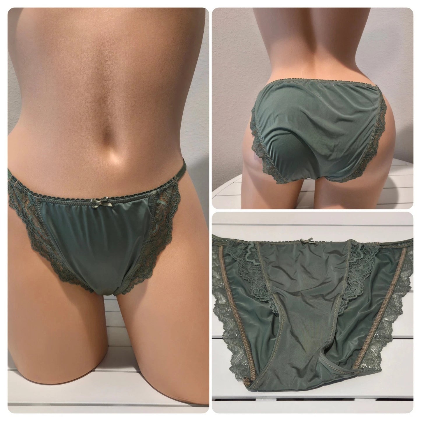 Victoria's Secret Dream Angels Smooth Shiny String Bikini Panty Forest Green 8