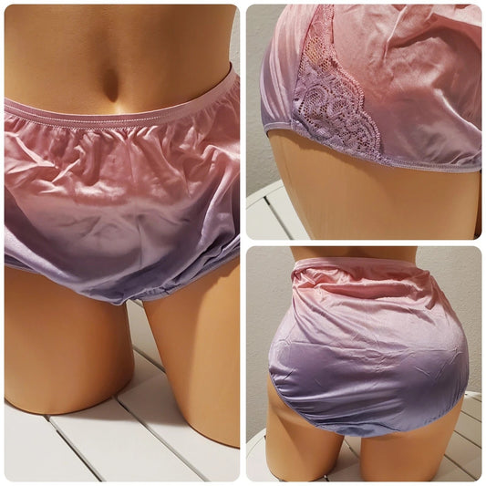 Shadowline 11182 Lace Insets Bikini Panty Shiny Nylon Full Cut Ombre Candy 5/S - Star Vintage & More Star Vintage And More LLC