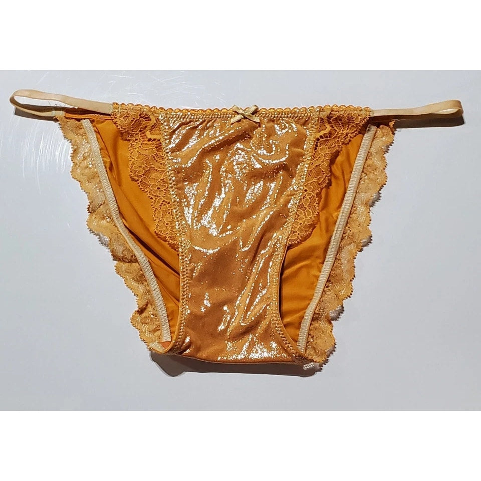 Victoria's Secret Dream Angels String Bikini Panty Shiny Orange Cantaloupe XS