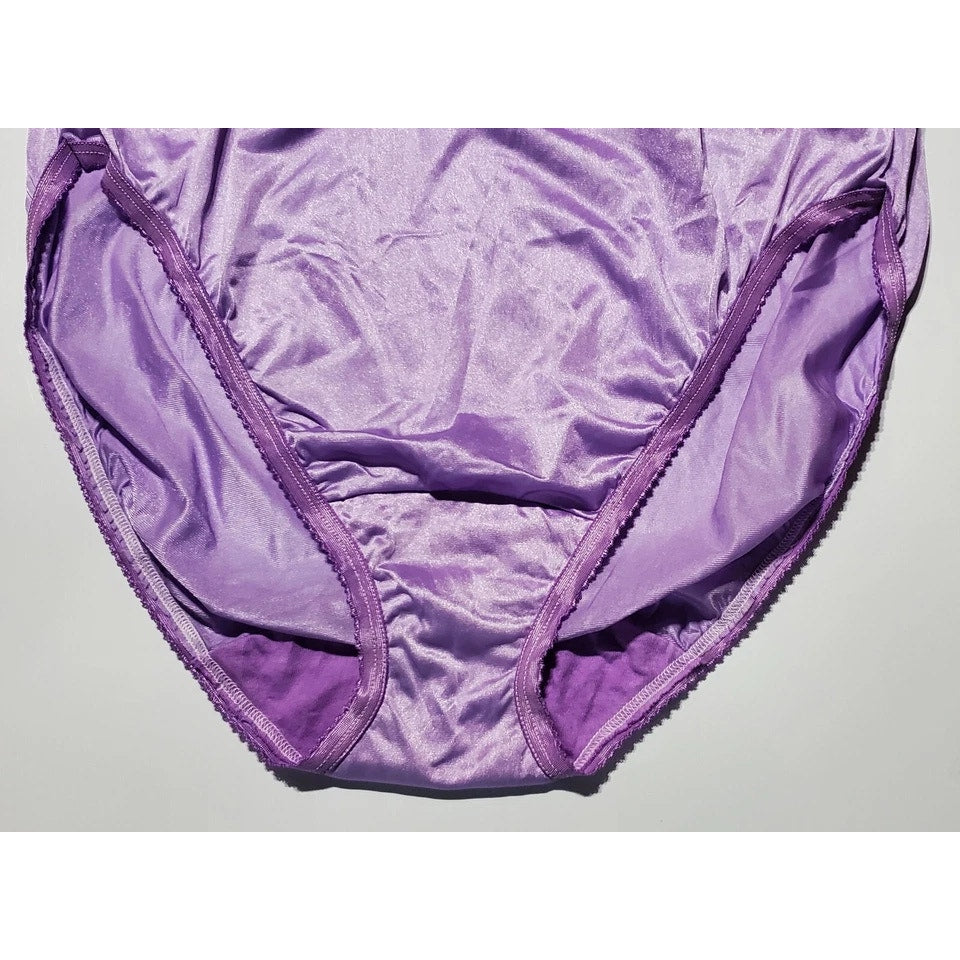 Shadowline 17842 Women's Hi Cut Panty Nylon Brief Full Coverage Purple Foxglove