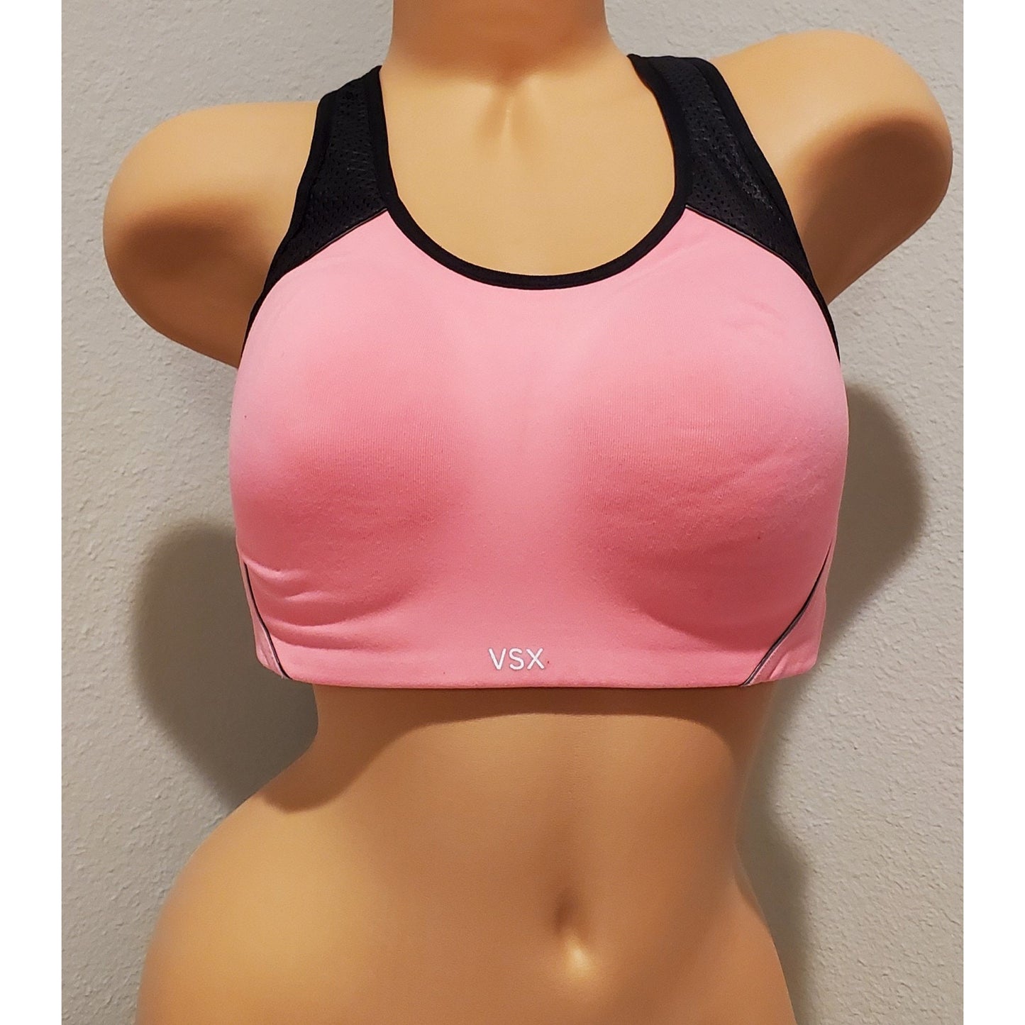 Victoria's Secret VSX Vintage Racerback Sports Bra Pink Black 38C