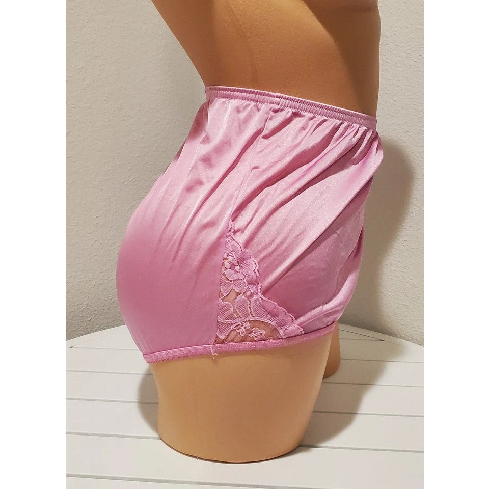 Vanity Fair Lace Nouveau Nylon Full Cut Panty Lace Shiny Cupcake Pink 8/XL