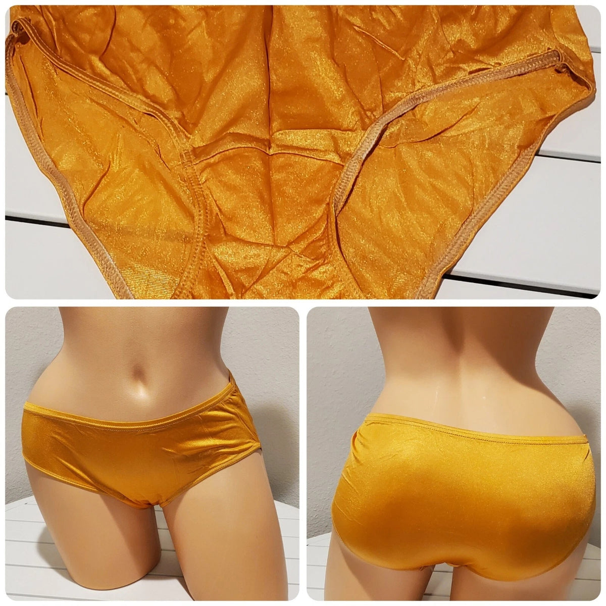 Shadowline 11032 Bikini Panty Shiny Nylon Full Cut Silky Bronze Cream 5/S
