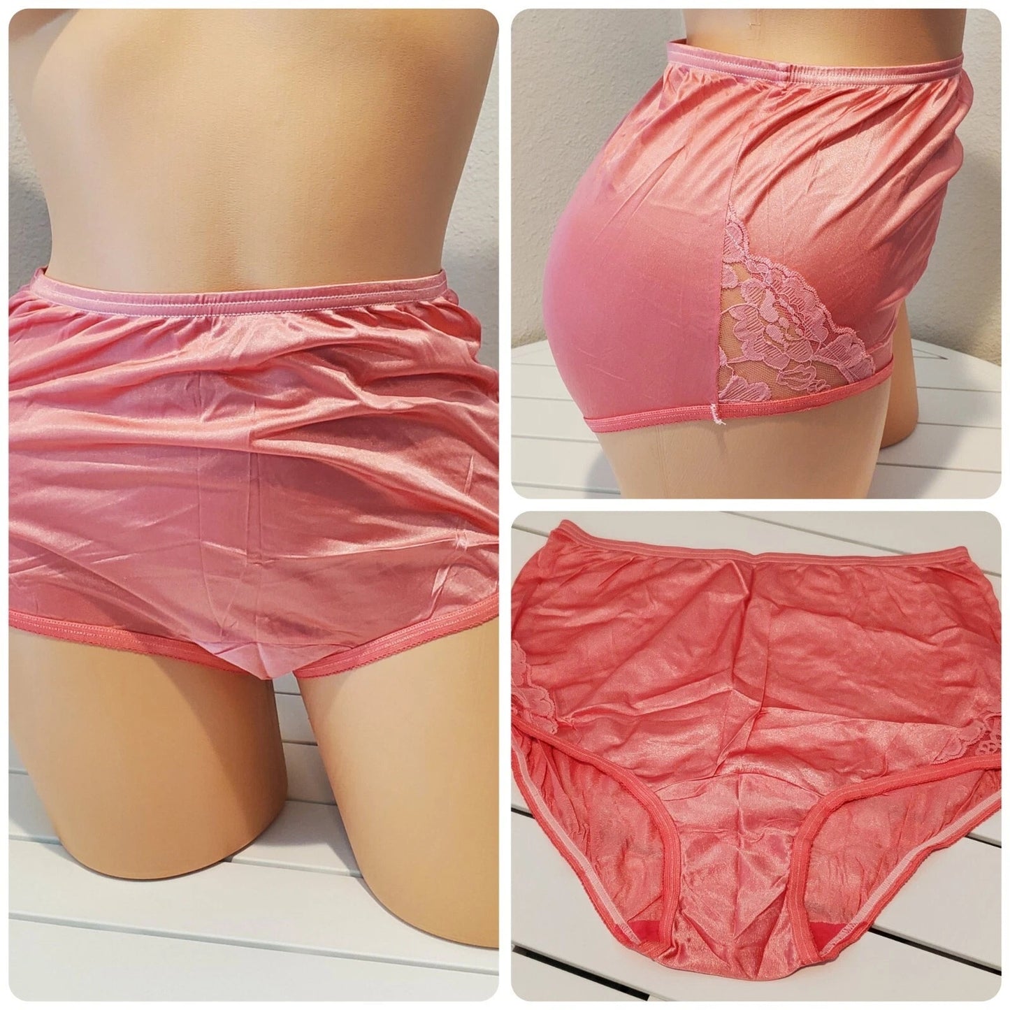 Vanity Fair Lace Nouveau Nylon Full Cut Panty Lace Shiny Bubblegum Pink